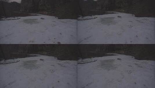 山间结冰湖面冬季景象高清在线视频素材下载