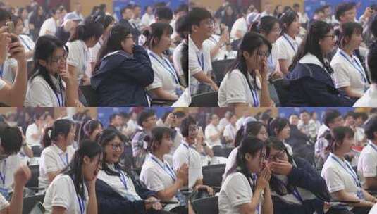 学生群体参加活动现场高清在线视频素材下载