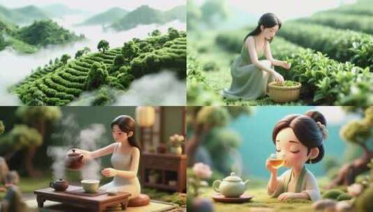 茶文化茶道中国传统茶叶文化3D动画高清在线视频素材下载