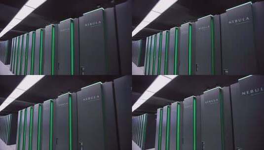 数据中心服务器机柜排列高清在线视频素材下载