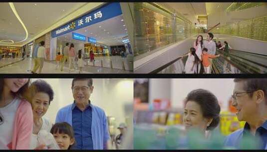 一家人逛超市 沃尔玛购物高清在线视频素材下载