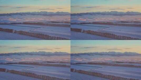 新疆伊犁雪山阿勒泰雪景雪原日出【8K】高清在线视频素材下载