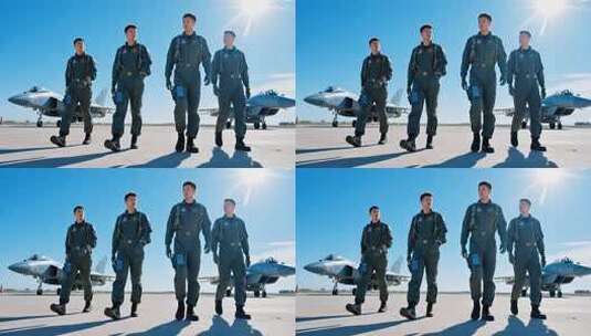 空军飞行员与战斗机机场画面高清在线视频素材下载