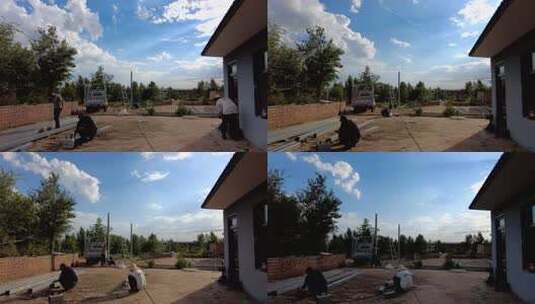 户外庭院工人劳作场景高清在线视频素材下载
