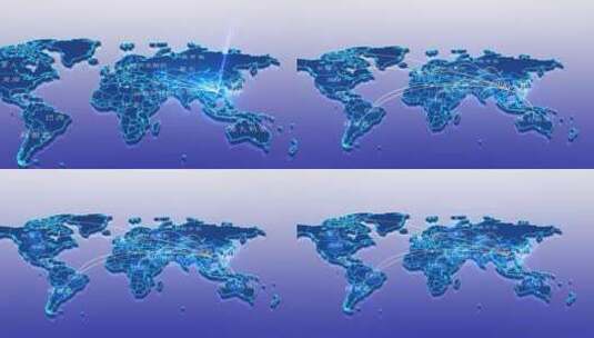 地图辐射业务范围全球业务高清AE视频素材下载
