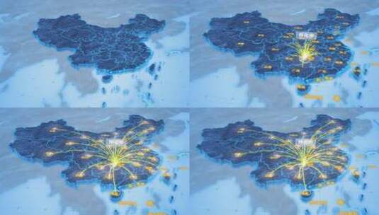 怀化市辐射全国网络地图ae模板高清AE视频素材下载