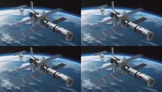 4k太空中绕地球轨道航行创意素材（非真实）高清在线视频素材下载