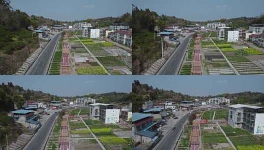 高清航拍乡村农田稻田农村山水风光自然风景高清在线视频素材下载