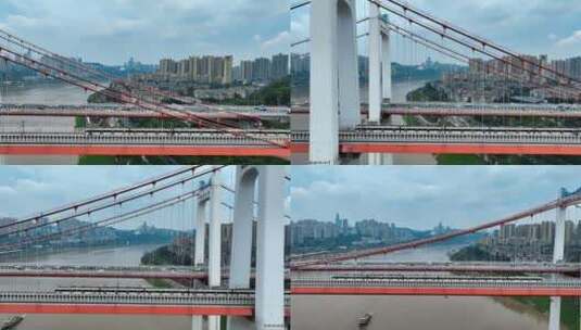 重庆轨道交通跟拍航拍高清在线视频素材下载