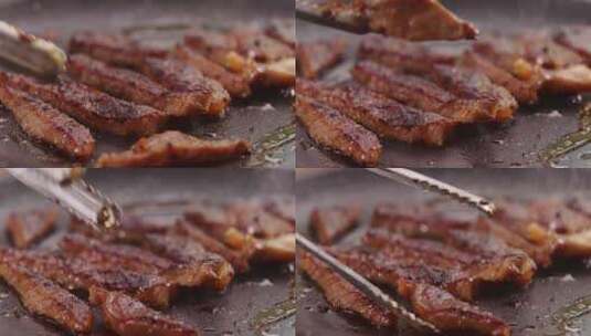 韩式烤肉烤牛排高清在线视频素材下载