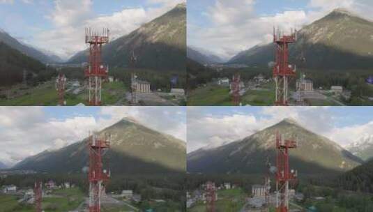 山间小镇移动通信塔高清在线视频素材下载