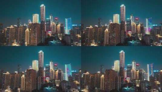 重庆渝中区建筑高楼夜景航拍 175高清在线视频素材下载