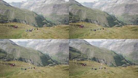 步行者在岩石山顶休息高清在线视频素材下载