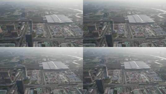 广州南站轨道运输航拍高清在线视频素材下载
