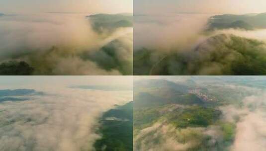 4K航拍云雾环绕唯美仙境自然风景背景视频高清在线视频素材下载