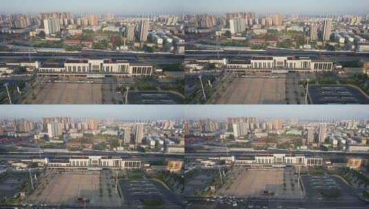 河南许昌火车站航拍高清在线视频素材下载