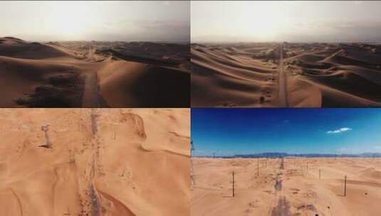 沙漠 路 电网高清在线视频素材下载