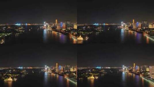 厦门思明区夜景航拍演武大桥夜晚城市风光高清在线视频素材下载