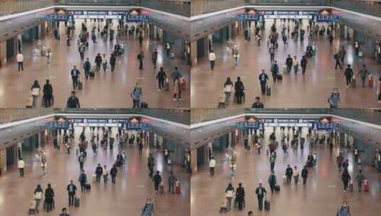 北京西站火车站进站的乘客高清在线视频素材下载