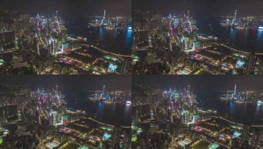 航拍香港灯光夜景延时高清在线视频素材下载