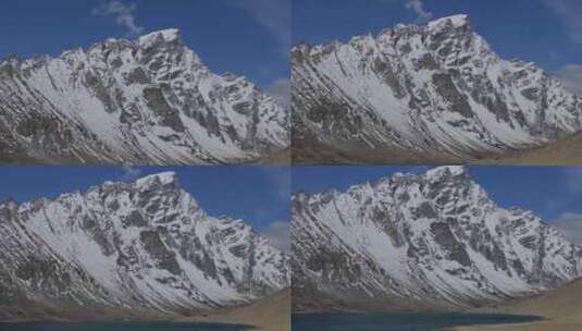 航拍西藏阿玛直米雪山和定结宗措湖高清在线视频素材下载