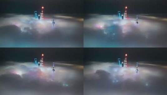 上海陆家嘴平流雾延时航拍4K高清在线视频素材下载