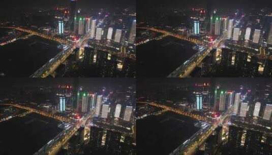 贵阳城投cc park国际金融街金融城夜景航拍高清在线视频素材下载