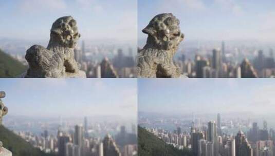 香港平顶山凉亭石狮高清在线视频素材下载