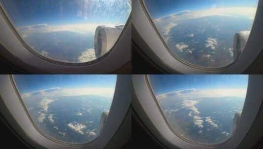 从飞机窗户看窗外天空高清在线视频素材下载
