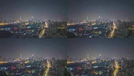 航拍广州夜景延时珠江新城夜景延时高清在线视频素材下载