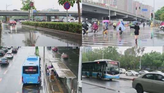 北京夏季下雨街景高清在线视频素材下载