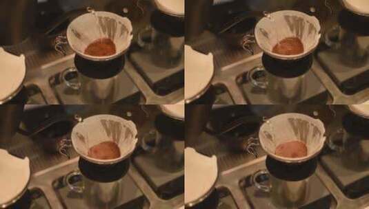 手冲咖啡 咖啡过滤纸高清在线视频素材下载