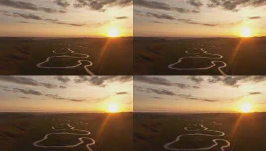 呼伦贝尔草原自然风光莫尔格勒河日出风景高清在线视频素材下载