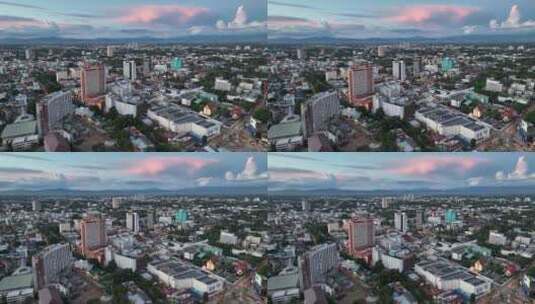 航拍泰国清迈新城城市高楼天际线夜景风光高清在线视频素材下载
