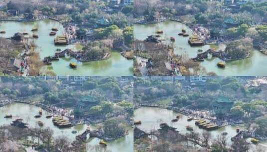 航拍瘦西湖风景区大明寺观音山园林寺庙高清在线视频素材下载