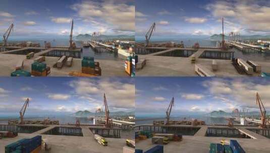 三维港口码头集装箱油轮动画A高清在线视频素材下载
