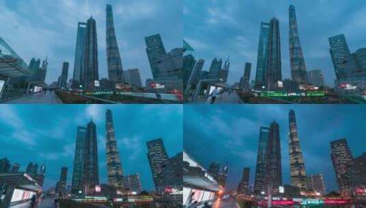 上海_CBD_世纪天桥_日转夜_大范围延时4K高清在线视频素材下载