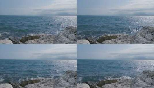 波光粼粼美丽的海景高清在线视频素材下载