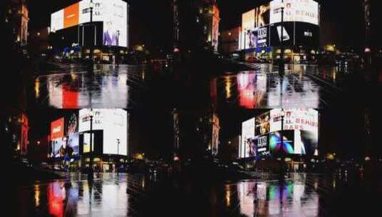 夜晚街道的电子广告牌延时拍摄高清在线视频素材下载