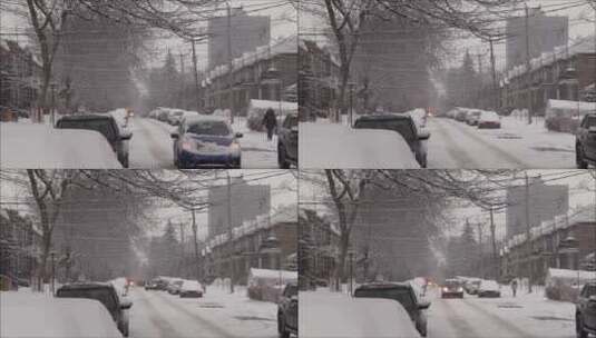加拿大被雪覆盖的街道高清在线视频素材下载