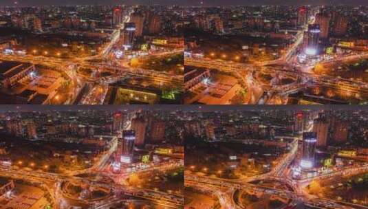 郑州紫荆山立交桥夜景高清在线视频素材下载