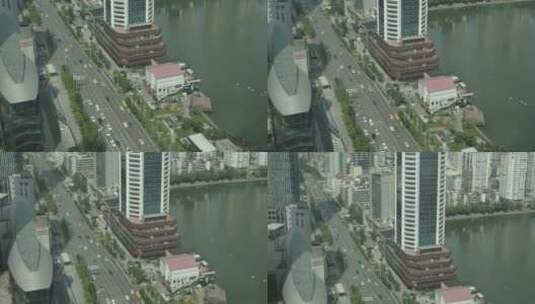 上海城市人工湖泊高清在线视频素材下载