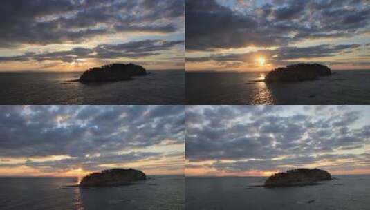山东威海高区小石岛山后的晚霞天空延时4K高清在线视频素材下载