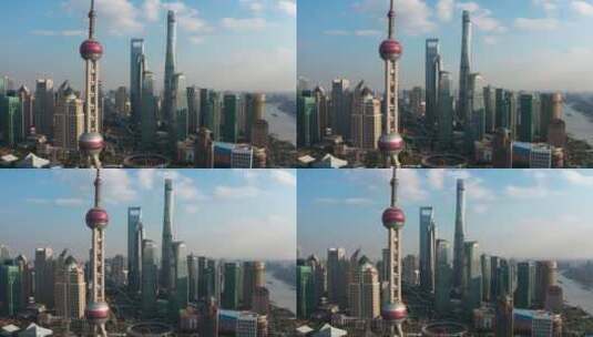 航拍上海陆家嘴城市风光4K高清在线视频素材下载