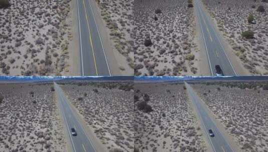 沙漠公路行驶的车高清在线视频素材下载