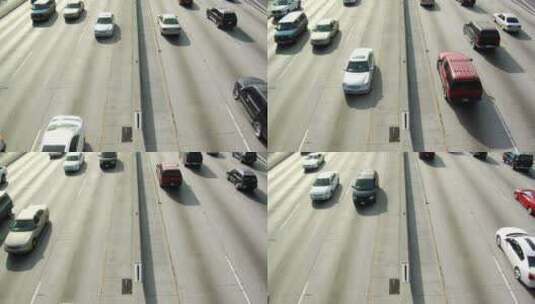 航拍洛杉矶高速公路上缓慢的交通高清在线视频素材下载