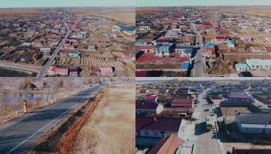 4K东北齐齐哈尔乡村城市航拍高清在线视频素材下载
