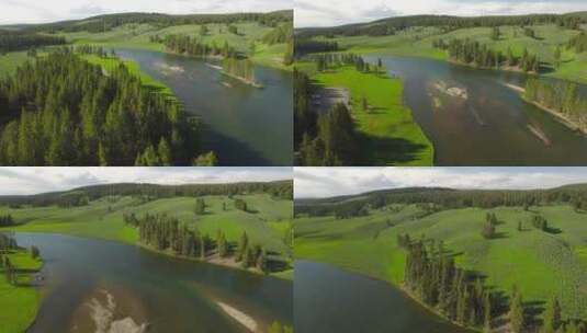 山川河流森林航拍高清在线视频素材下载