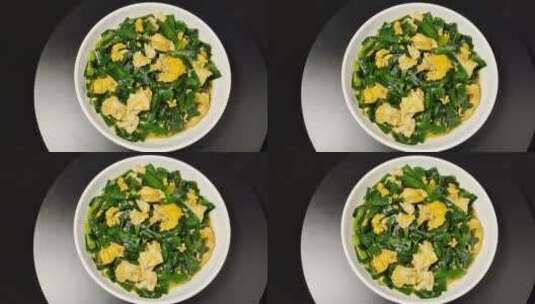 韭菜炒蛋美食菜品4k视频高清在线视频素材下载