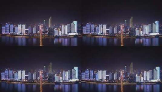 4k长沙湘江五一路城市夜景高清在线视频素材下载